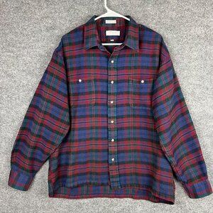 Vintage Enro Plaid Button Down‎ Shirt Acrylic Men's SZ XL Big